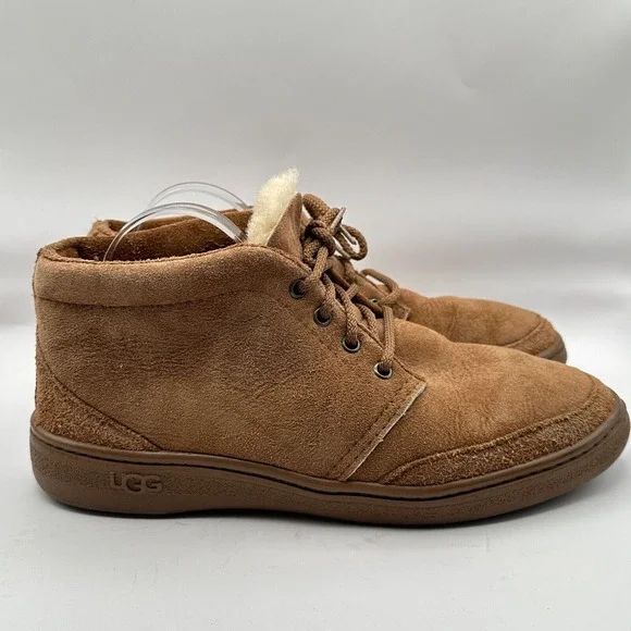 Vtg UGG Chukka Boots Mens Size 11 Brown Suede Pure Wool Lined Winter Luxury Cozy